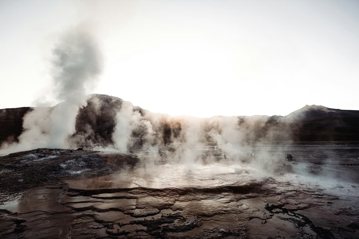 El Tatio geysers at sunrise