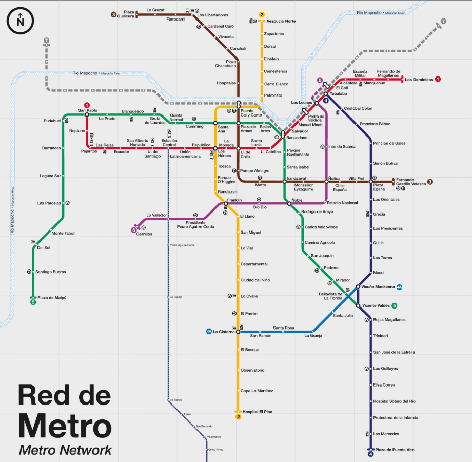 Santiago metro network map