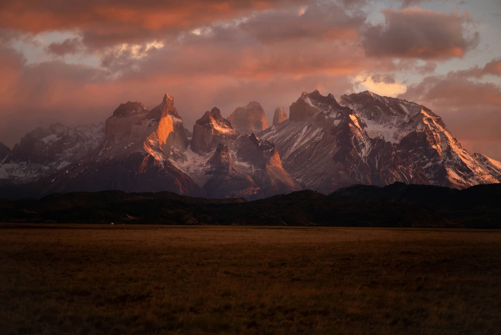 Sunset over Torres del Paine in Patagonia