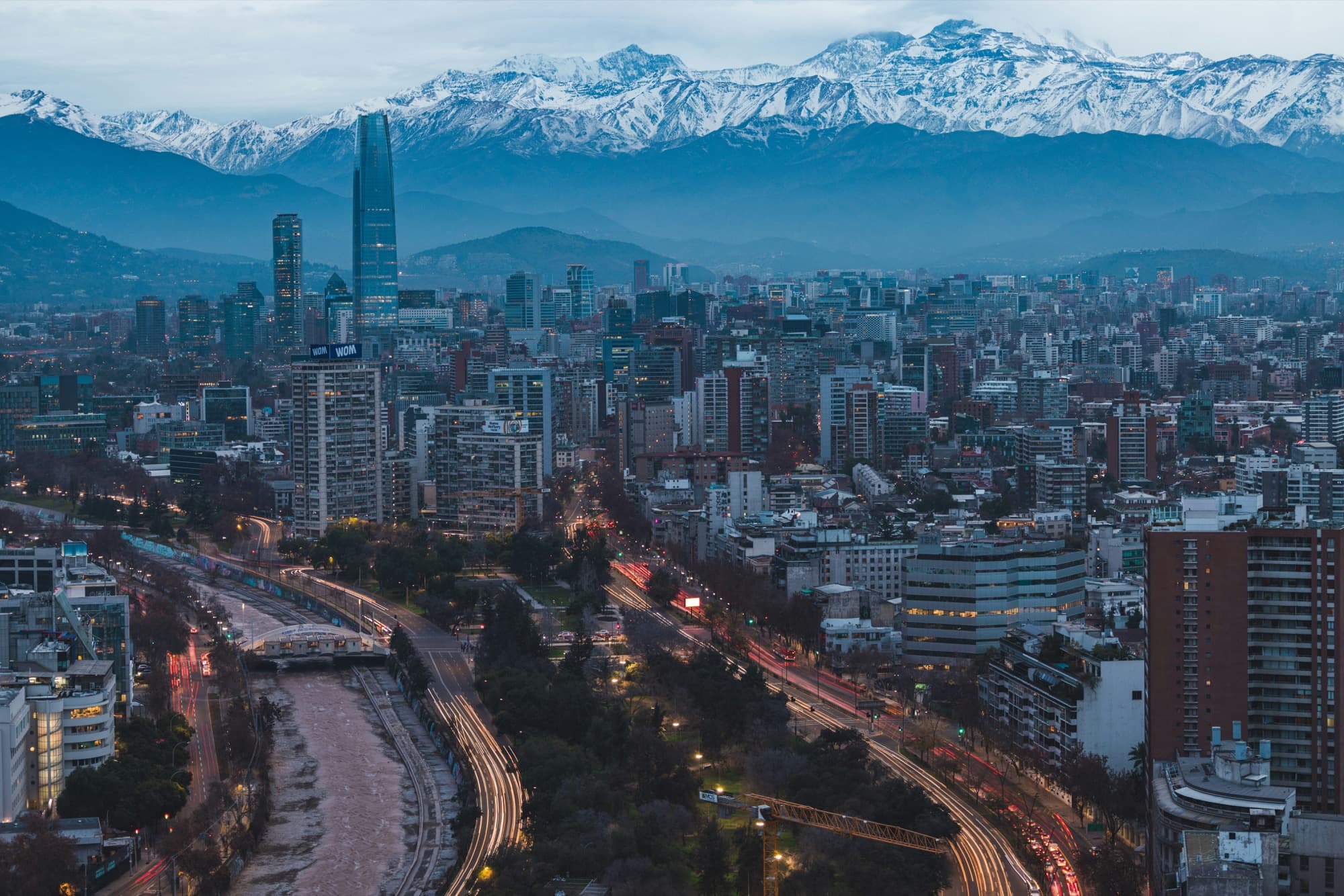 Santiago with the Andes mountains in the background