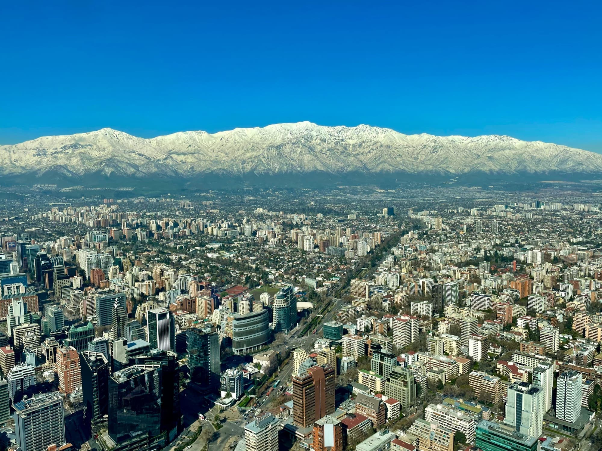 Santiago with the Andes mountains in the background