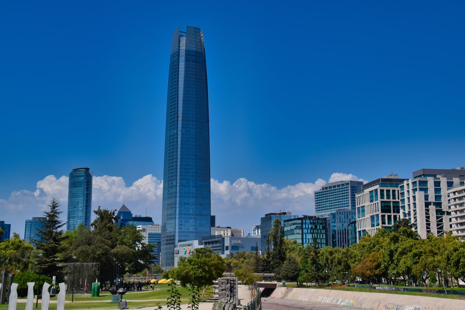 Santiago skyline with Costanera Center